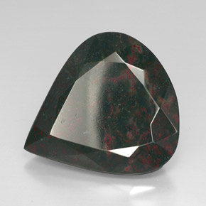 Pedra de sangue verde natural 48,41ct, formato de pêra, opaco
