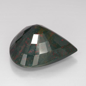 Pedra de sangue verde natural 48,41ct, formato de pêra, opaco