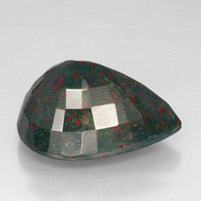 Pedra de Sangue verde manchado Natural 57.45ct, Formato de pêra, Opaco