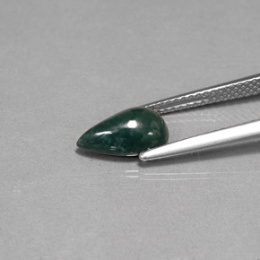 Pedra de Sangue verde manchado Natural 1.56ct, Formato de pêra, Opaco