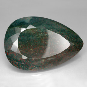 Pedra de sangue verde natural 214,05ct, formato de pêra, opaco