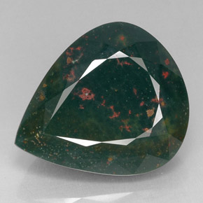 Pedra de Sangue verde manchado Natural 29.00ct, Formato de pêra, Opaco
