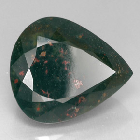 Pedra de Sangue verde manchado Natural 29.00ct, Formato de pêra, Opaco