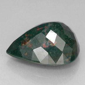 Pedra de Sangue verde manchado Natural 29.00ct, Formato de pêra, Opaco