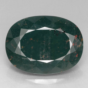 Pedra de sangue verde natural 26,60ct, corte oval, opaco