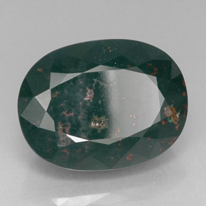 Pedra de sangue verde natural 25,32ct, corte oval, opaco