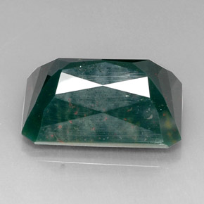 Pedra de sangue verde natural 21,75ct, corte esmeralda, opaco