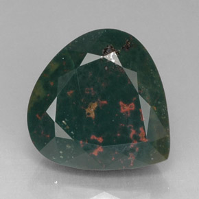 Pedra de Sangue verde manchado Natural 12.52ct, Formato de pêra, Opaco