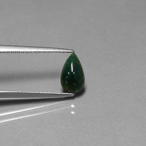 Pedra de sangue verde natural 0,72ct, formato de pêra, opaco