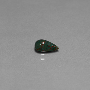 Pedra de Sangue verde manchado Natural 0.61ct, Formato de pêra, Opaco