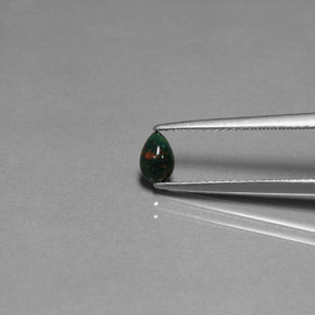 Pedra de Sangue verde manchado Natural 0.27ct, Formato de pêra, Opaco