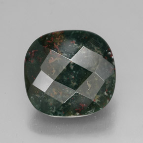 Pedra de sangue verde natural 27,80ct, almofada cortada, opaco