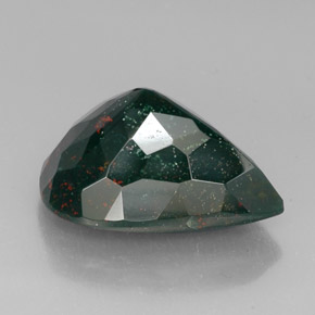 Pedra de sangue verde natural 31,14ct, formato de pêra, opaco