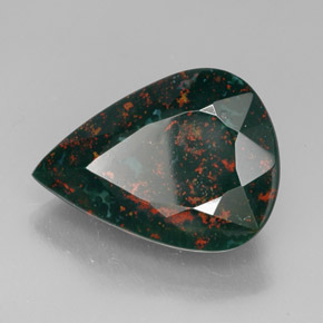 Pedra de sangue verde natural 24,98ct, formato de pêra, opaco