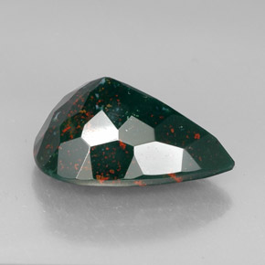 Pedra de sangue verde natural 24,98ct, formato de pêra, opaco