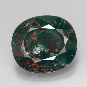Pedra de sangue verde natural 34,65ct, almofada cortada, opaco
