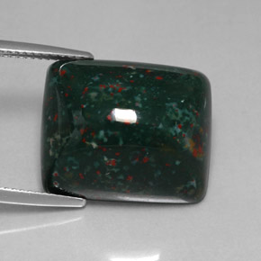 Pedra de Sangue verde manchado Natural 20.83ct, baguete, Opaco