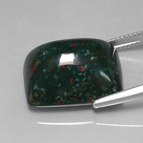 Pedra de Sangue verde manchado Natural 20.83ct, baguete, Opaco