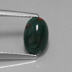 Pedra de Sangue verde manchado Natural 0.92ct, Corte Oval, Opaco