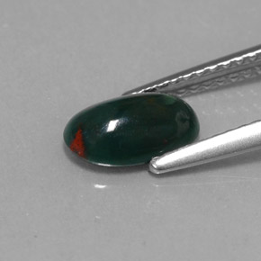 Pedra de Sangue verde manchado Natural 0.92ct, Corte Oval, Opaco