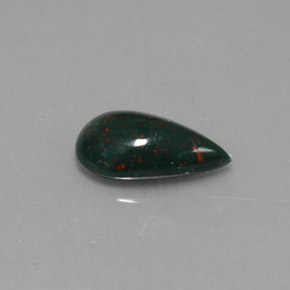 Pedra de sangue verde natural 0,82ct, formato de pêra, opaco