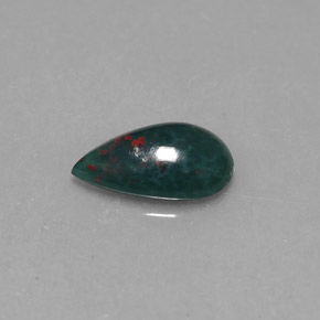 Pedra de sangue verde natural 0,69ct, formato de pêra, opaco