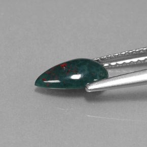 Pedra de sangue verde natural 0,69ct, formato de pêra, opaco