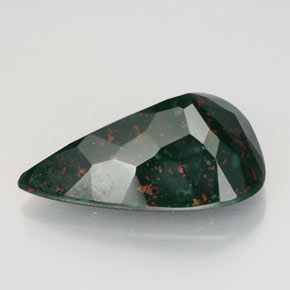 Pedra de sangue verde manchado natural 13,03ct, formato de pêra, opaco
