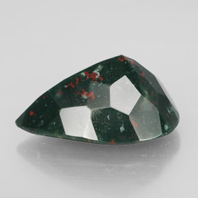 Pedra de sangue verde natural 10,96ct, formato de pêra, opaco