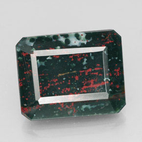 Pedra de sangue verde natural 9,74ct, corte esmeralda, opaco