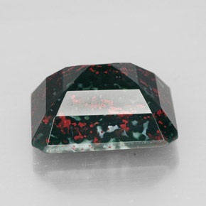 Pedra de sangue verde natural 9,74ct, corte esmeralda, opaco