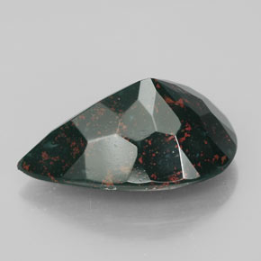 Pedra de sangue verde natural 11,42ct, formato de pêra, opaco