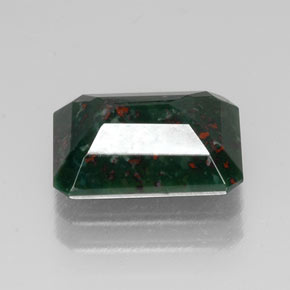Pedra de sangue verde natural 8,39ct, corte esmeralda, opaco