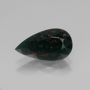 Pedra de sangue verde natural 4,61ct, formato de pêra, opaco
