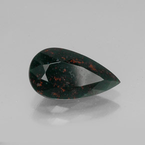 Pedra de sangue verde natural 4,61ct, formato de pêra, opaco