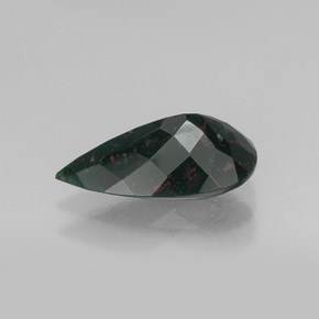 Pedra de sangue verde natural 4,61ct, formato de pêra, opaco