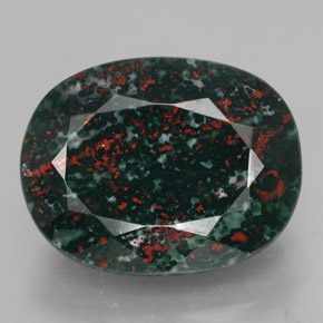 Pedra de sangue verde natural 17,76ct, corte oval, opaco
