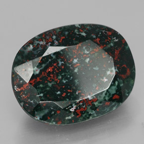 Pedra de sangue verde natural 17,76ct, corte oval, opaco