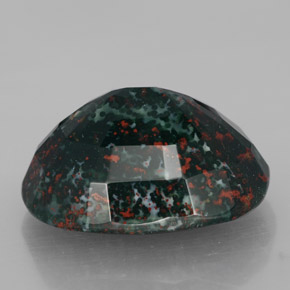 Pedra de sangue verde natural 17,76ct, corte oval, opaco