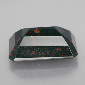 Pedra de sangue verde natural 15,14ct, corte esmeralda, opaco