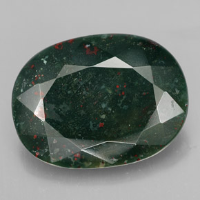 Pedra de sangue verde natural 18,48ct, corte oval, opaco