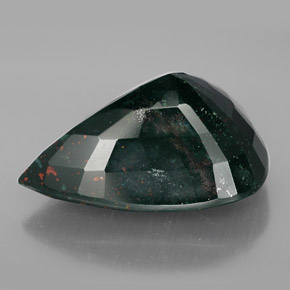 Pedra de sangue verde natural 31,74ct, formato de pêra, opaco