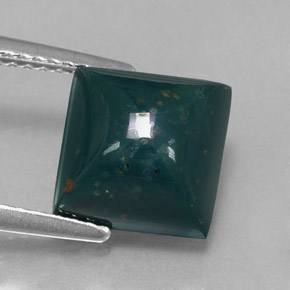 Pedra de sangue verde natural 3,94ct, quadrado, opaco
