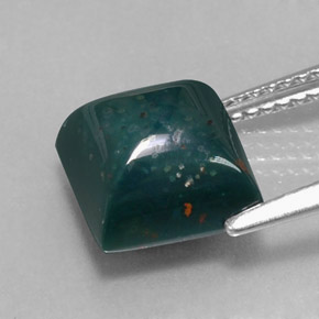 Pedra de sangue verde natural 3,94ct, quadrado, opaco