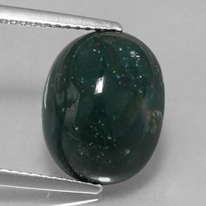 Pedra de sangue verde natural 6,35ct, corte oval, opaco