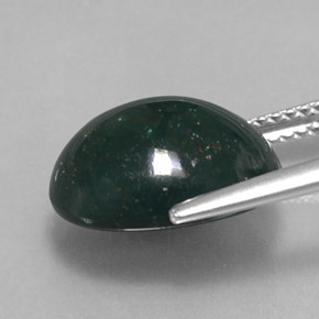 Pedra de sangue verde natural 6,35ct, corte oval, opaco