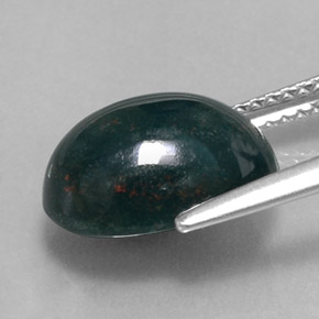 Pedra de sangue verde natural 4,04ct, corte oval, opaco