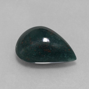 Pedra de Sangue verde manchado Natural 3.90ct, Formato de pêra, Opaco