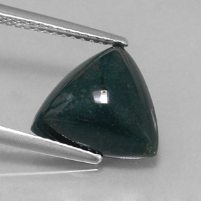 Pedra de sangue verde natural 3,97ct, trillion, opaco