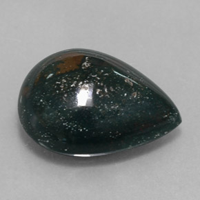 Pedra de sangue verde natural 6,59ct, formato de pêra, opaco